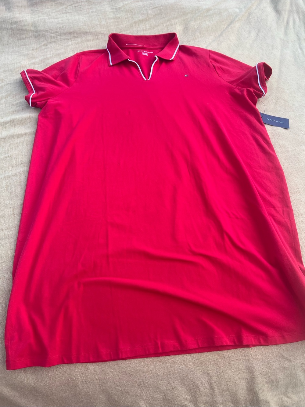 Tommy Hilfiger Bright Red Polo Dress with Contrast Trim Preppy Country Club 2X